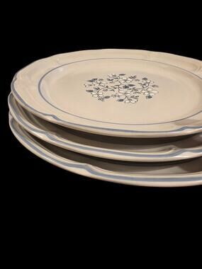 Vintage Covington Edition Avondale 10.5” Dinner Plates Set Of 3 Blue Floral